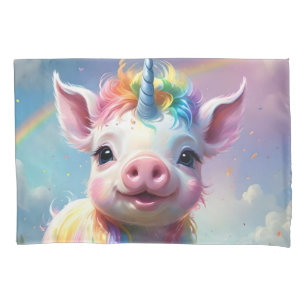 Colorful Unicorn Baby Pig Acrylic Art, Pillowcase