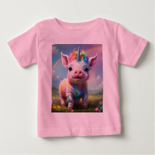 Colorful Unicorn Baby Pig Acrylic Art, T-Shirt