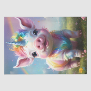 Colorful Unicorn Baby Pig Acrylic Art, Tissue Paper