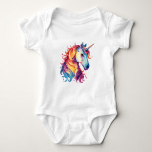 Colorful Unicorn Fantasy – Cute Magical Design  Baby Bodysuit