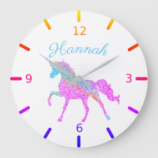 Colorful Unicorn Large Clock