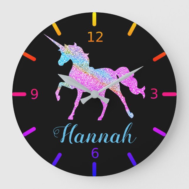 Colorful Unicorn Large Clock (Front)