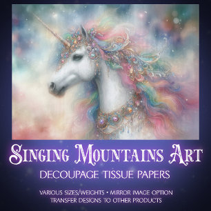 Colorful Unicorn Rainbow Art Craft Decoupage  Tissue Paper