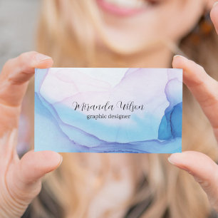 Colorful Unique Blue Pink Ink Designer Business Card