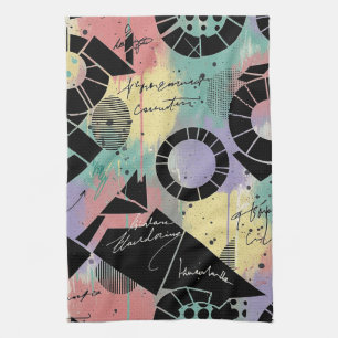 Colorful Urban Graffiti Pattern (10) Tea Towel
