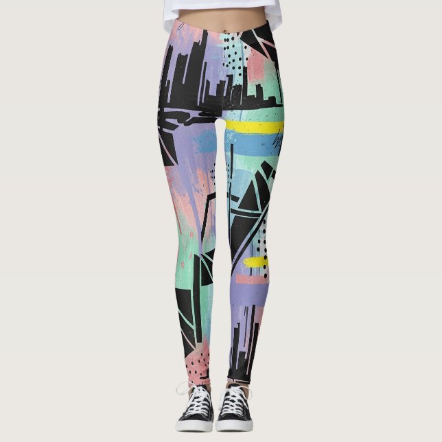 Colorful Urban Graffiti Pattern (11) Leggings (Front)