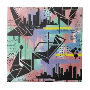 Colorful Urban Graffiti Pattern (11) Tile