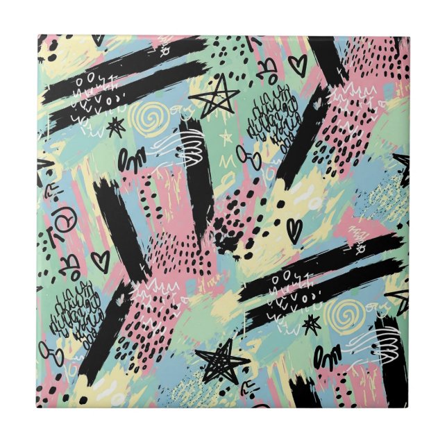 Colorful Urban Graffiti Pattern (12) Tile (Front)