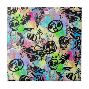 Colorful Urban Graffiti Pattern (1) Tile