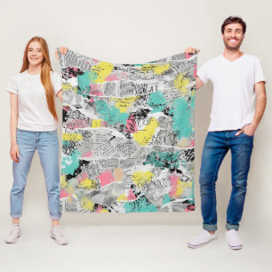 Colorful Urban Graffiti Pattern (3) Fleece Blanket