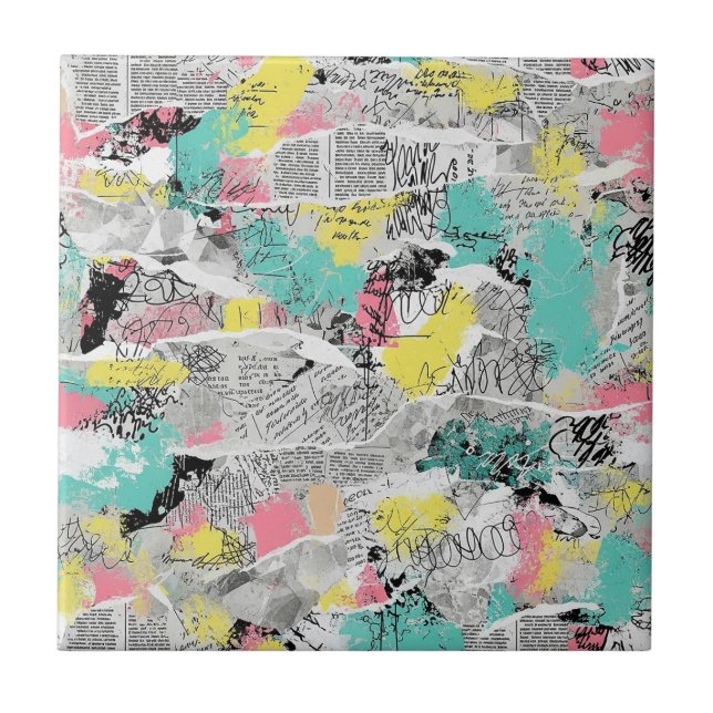 Colorful Urban Graffiti Pattern (3) Tile (Front)