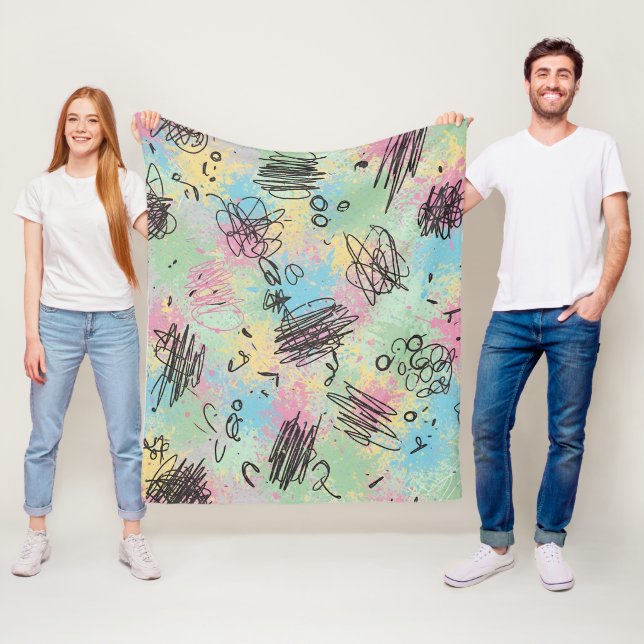 Colorful Urban Graffiti Pattern (4) Fleece Blanket (In Situ)