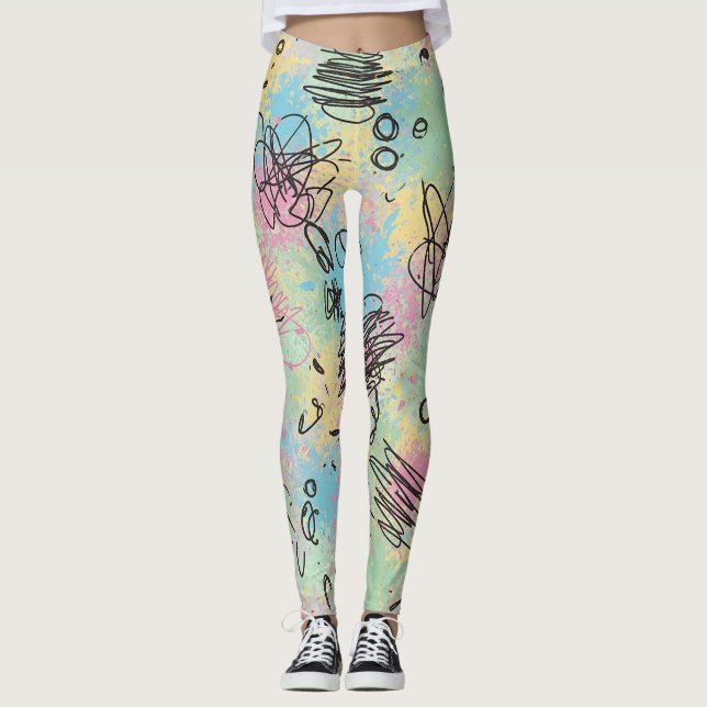 Colorful Urban Graffiti Pattern (4) Leggings (Front)