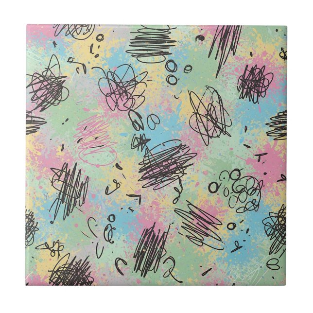 Colorful Urban Graffiti Pattern (4) Tile (Front)