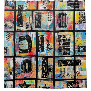 Colorful Urban Graffiti Pattern (5) Shower Curtain
