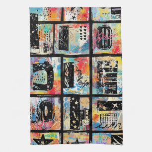 Colorful Urban Graffiti Pattern (5) Tea Towel