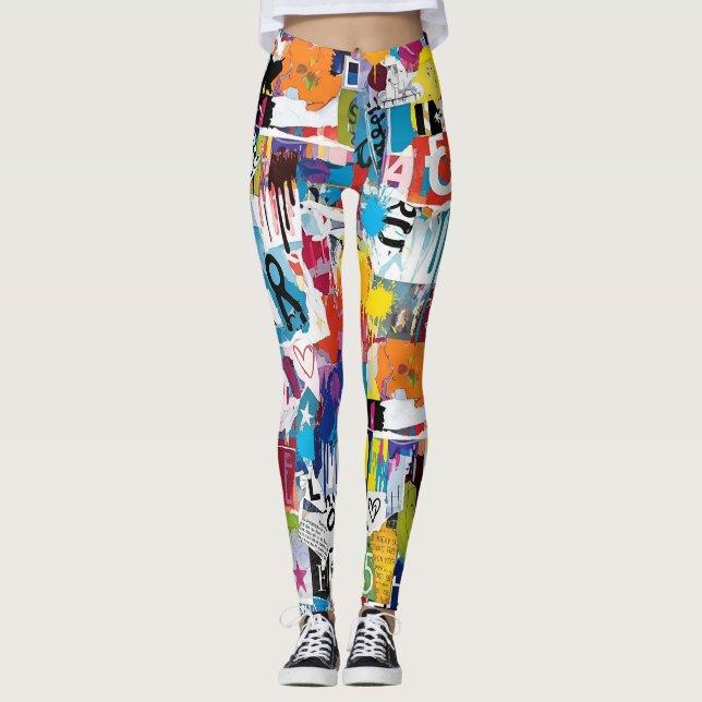 Colorful Urban Graffiti Pattern (8) Leggings (Front)