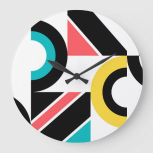 Colorful, urban, trendy, modern geometric art large clock