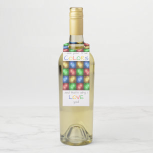 Colorful Valentine's Day Rustic Hearts Bottle Tag