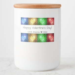 Colorful Valentine's Day Rustic Hearts Food Label