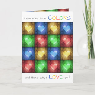 Colorful Valentine's Day Rustic Hearts Holiday Card