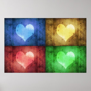 Colorful Valentine's Day Rustic Hearts Poster