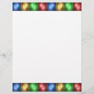 Colorful Valentine's Day Rustic Hearts Stationery