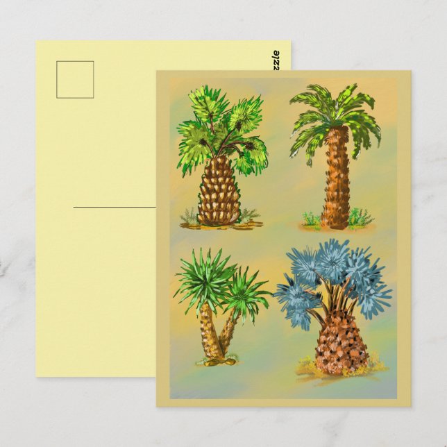 Colorful varieties of palm trees. postcard (Front/Back)