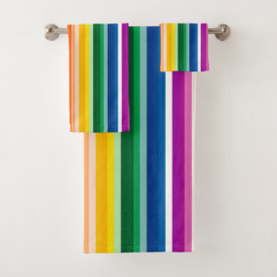 Colorful Vertical Stripes Design Bath Towel Set