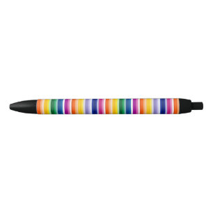 Colorful Vertical Stripes Design Black Ink Pen