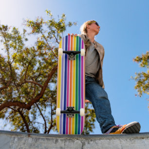 Colorful Vertical Stripes Design Skateboard