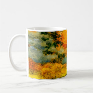Colorful vibrant hand drawn watercolor sketch draw coffee mug