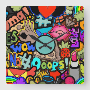 Colorful Vibrant Pop-Art Bedroom Fun Wall Clock