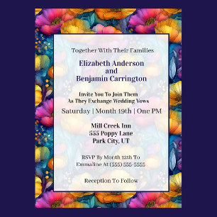 Colorful Vibrant Poppy Flower Wedding Invitation