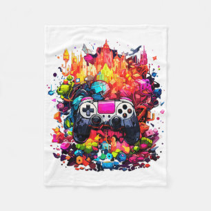 Colorful Video Game Controller Tie Dye Cool Gamer Fleece Blanket