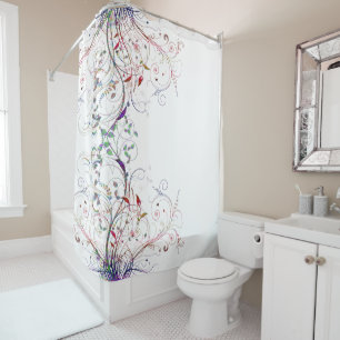 Colorful Vines n Flowers Shower Curtain