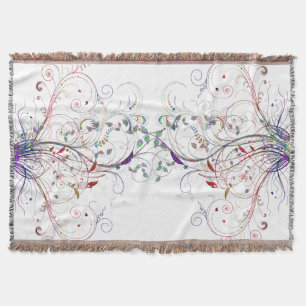 Colorful Vines n Flowers Throw Blanket