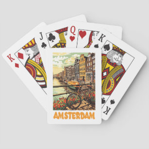 Colorful Vintage Amsterdam Holland Canal City Playing Cards