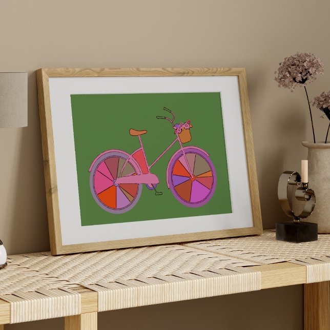 Colorful Vintage Bike with Flowers Illustration Poster (Creator Uploaded)