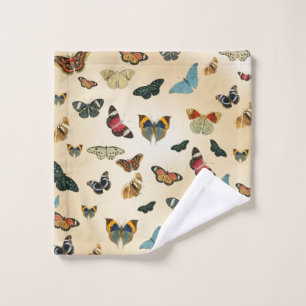 colorful vintage Butterfly illustration Pattern Wash Cloth