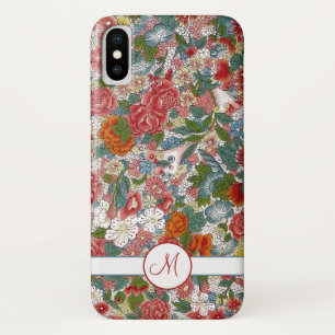 Colorful Vintage Chinoiserie Floral Monogram iPhone X Case