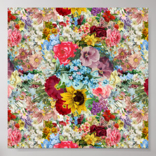 Colorful Vintage Floral Poster