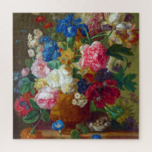 Colorful Vintage Flowers Art Painting Jigsaw Puzzle