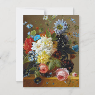 Colorful Vintage Flowers Vase Art Painting Card