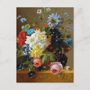 Colorful Vintage Flowers Vase Art Painting Postcard
