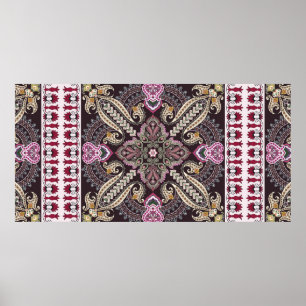 Colorful vintage mandala motifs seamless pattern poster