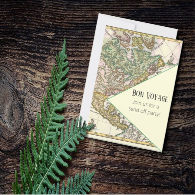 Colorful Vintage Map Bon Voyage Send Off Party Invitation (Creator Uploaded)