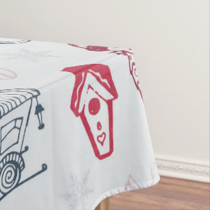 Colorful vintage merry christmas toys tablecloth