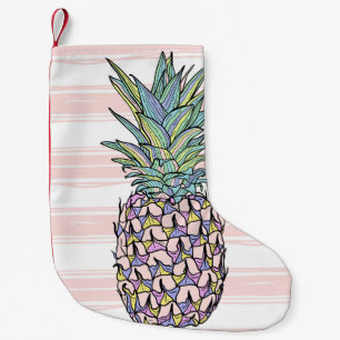 Colorful vintage pineapple illustration. small christmas stocking