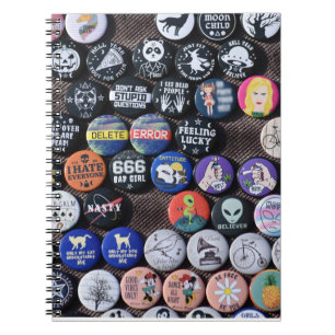 Colorful Vintage Retro Badge Collection Notebook